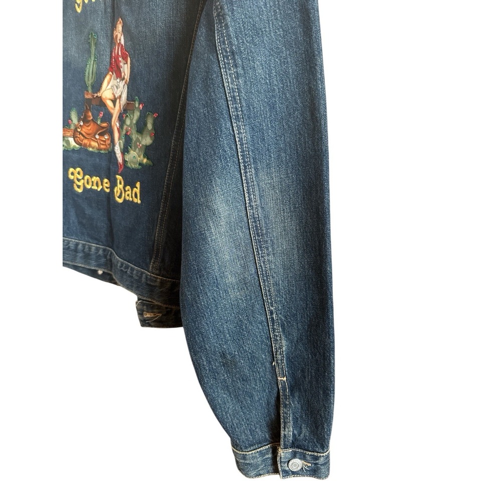 Gap Good Girl Gone Bad Woman's Extra Large‎ Dark Denim Jacket Western Cowgirl - Picture 3 of 10